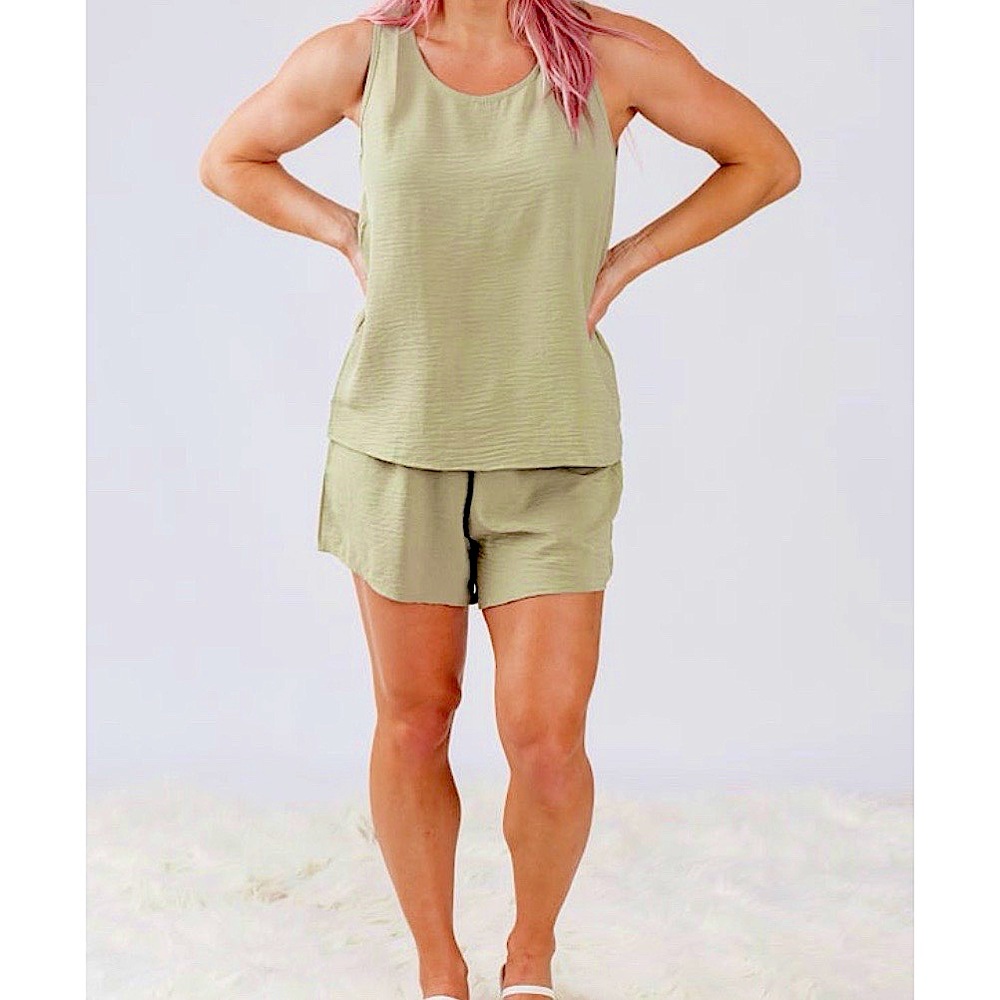 Green Tank & Shorts Set